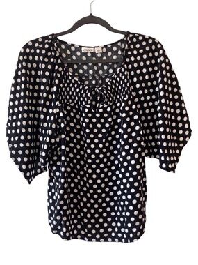 Cato Black & White Polka Dot Peasant Blouse size large